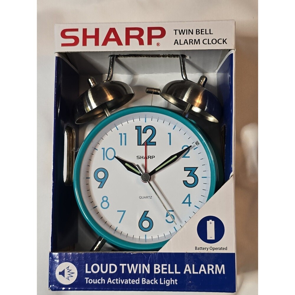 Sharp Twin Bell Alarm Clock Loud Bell Easy-To-Read Dial On-Demand Backlight